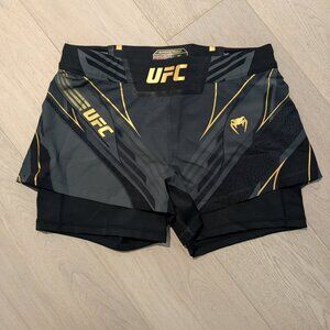 NEW UFC Venum authentic fight night women's black/gold shorts, short fit, medium